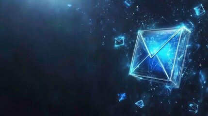 Abstract digital email, futuristic design, technology background. Possible use Stock photo for tech or communication concepts