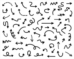 Set of arrows lines doodle style handmade hand draw vector Illustration sources
