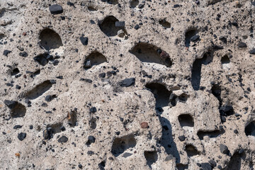 Close up of Vesicular basalt in Santorini