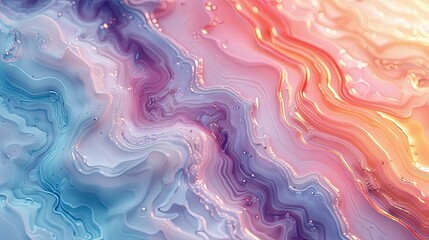 Obraz premium A mesmerizing abstract image of pastel-colored liquid swirls, blending soft pink, blue, and purple hues into a dreamy fluid composition.