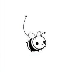 Obraz premium Cute cartoon bee in flight