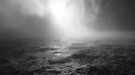 Dark and Stormy Ocean Waves in Monochrome