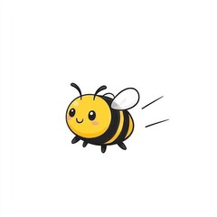 Obraz premium Cute bee cartoon flying, simple background, for children's products