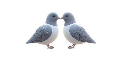Pair Of Doves In Love Isolated On Transparent Background