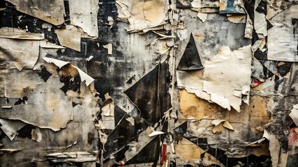 Fototapeta premium Abstract Grunge Torn Paper Texture in Black and White with a Distressed Urban Street Art Aesthetic