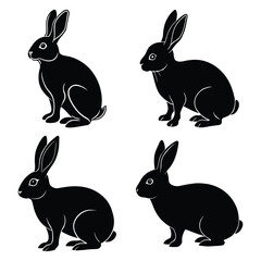 Rabbits silhouette vector art illustrator