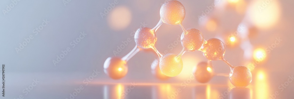 Leinwandbilder molecular structure illuminated with glowing particles, showcasing science and chemistry concepts in