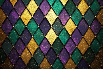 Mardi Gras Background Sparkling Glitter Diamond Pattern Gold Purple Green Festive Background Texture