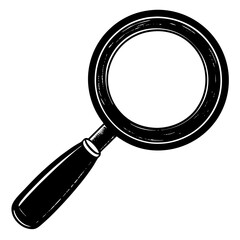 magnifying glass black silhouette vector, Simple silhouette Design vector icon with white background.