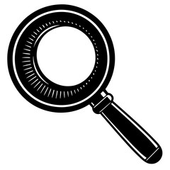 magnifying glass black silhouette vector, Simple silhouette Design vector icon with white background.