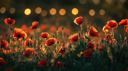 Obraz premium National Geographic A field of wild poppies swaying in the warm summer breeze.