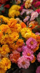 Vibrant Mixed Flowers in a Floral Market