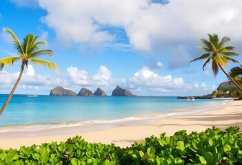Sea beach, paradise tropical island, beautiful nature panorama landscape, 