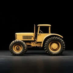 Obraz premium Vintage Yellow Tractor Isolated on Black Background for Farming Theme