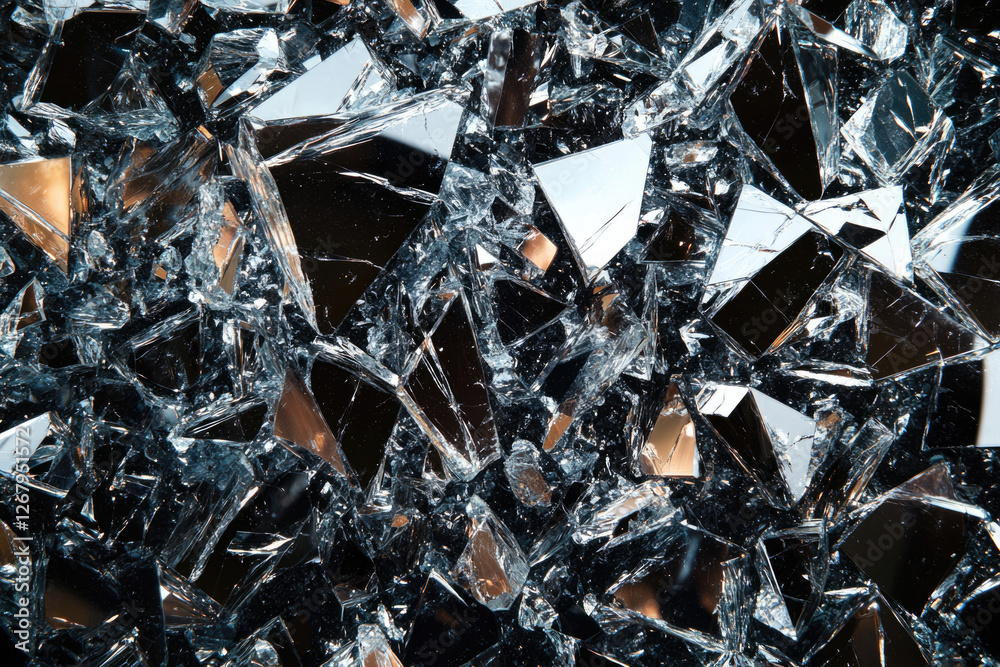 Poster A shattered mirror reflects a multitude of fragmented images, creating a captivating abstract texture.