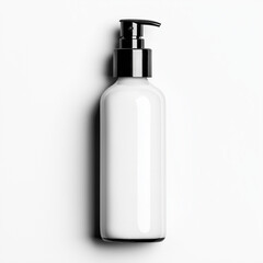 Minimalist White Pump Bottle on White Background - AI Generated Image