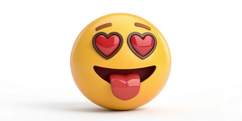 Fototapeta premium 3D Render of Emoji Egg in Love, Isolated on White Background, Easter, Emoticon Emoji, 3D render