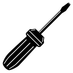 screwdriver black silhouette vector, Simple silhouette Design vector icon with white background.