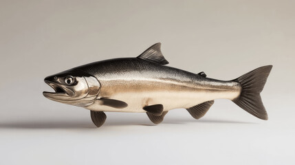 Obraz premium Freshwater fish displayed on a white background showcasing its detailed scales and fins for educational purposes. Generative AI