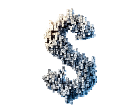 A 3D dollar sign icon, representing currency, economy, and financial markets.