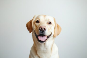 A funny and cheerful dog of white and orange color on a white background. Care concept, animal life, health, exhibition. Insulated