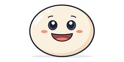 Fototapeta premium Happy Egg Cartoon Face, Isolated on White Background, Egg Mascot, Cute Food , emoticon, kawaii