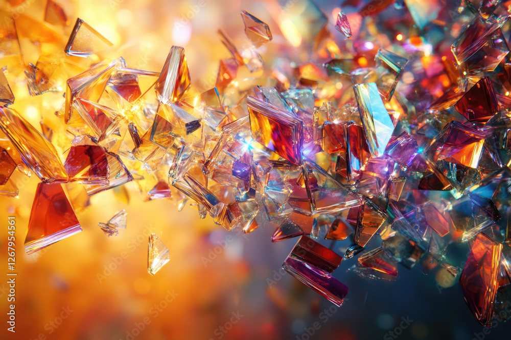 Aufkleber vibrant, multicolored shards of glass float and shimmer, creating a dazzling, abstract display of li