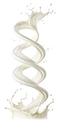 Spiral Milk Splash Isolated on White Background, dairy, liquid
