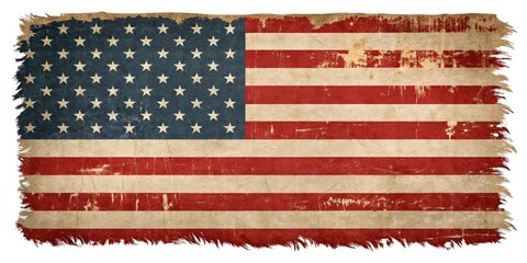 Fototapeta premium Torn American Flag Grunge Texture, Patriotism Concept, Digital Art, USA Flag, Patriotic Image American Flag, Grunge Texture