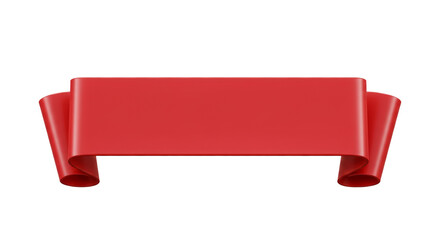 Red 3D Ribbon Banner with Elegant Curved Design