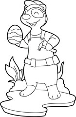 Meerkat Easter Carpenter Animal Vector Graphic Art Illustration