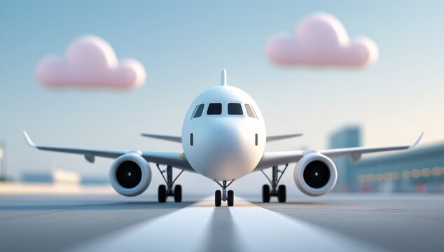 Airplane, Cartoon Airplane, Airplane Taking Off, Airport, Cartoon, Background Image, Travel, Trip, Propeller, Sky, Soaring, Flying, Takeoff, Landing, Illustration, Terminal, Minimalist, Minimalist Sty