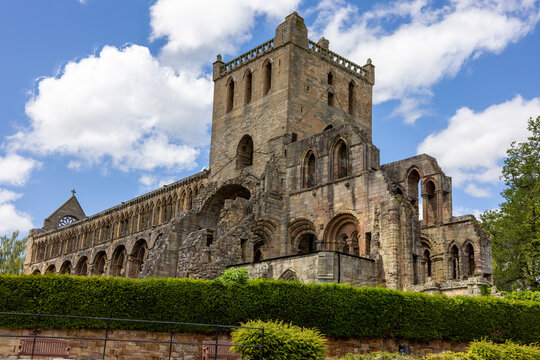 Jedburgh Abbey - The  ruined Augustinian abbey which was founded in the 12th century, located in the town of Jedburgh, Shot 11 June 2022