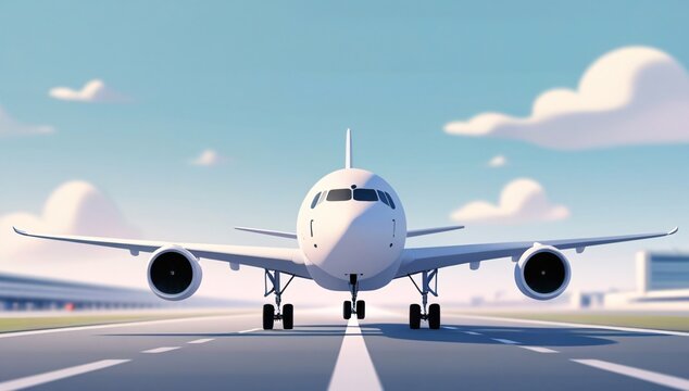 Airplane, Cartoon Airplane, Airplane Taking Off, Airport, Cartoon, Background Image, Travel, Trip, Propeller, Sky, Soaring, Flying, Takeoff, Landing, Illustration, Terminal, Minimalist, Minimalist Sty