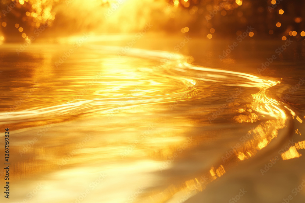 Aufkleber golden sunset reflecting on flowing water, creating a mesmerizing and tranquil scene.