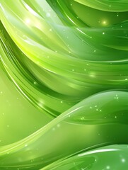 Fototapeta premium Bright green glossy stripes abstract banner design. Vector artistic background hyper realistic
