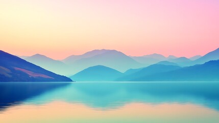 Serene Mountain Lake Sunrise Landscape Panorama