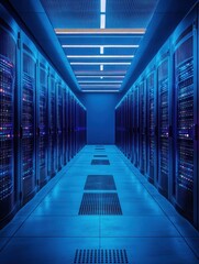 A banner showcasing data centers, cloud storage, and computers for storing data servers is a banner showcasing data server cabinets, data server rooms, and data server cabinets, respectively hyper rea