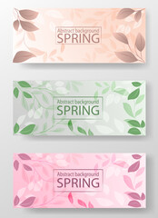 Colorful abstract backgrounds featuring spring themes with leaves and soft pastel shades