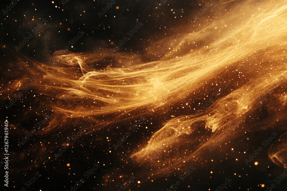 Aufkleber golden cosmic dust and nebulae swirl in a dark universe, creating a celestial masterpiece.