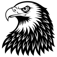 bald eagle bird black silhouette vector, Simple silhouette Design vector icon with white background. Wild Animal Vector. Bird Vector 