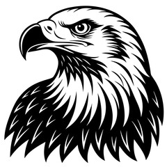 bald eagle bird black silhouette vector, Simple silhouette Design vector icon with white background. Wild Animal Vector. Bird Vector 