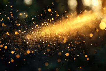 Obraz premium Golden dust particles floating in the air, creating a magical, ethereal glow.
