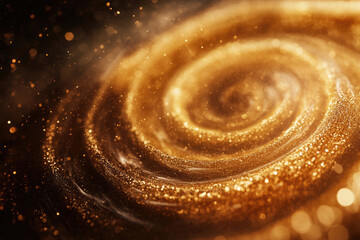 A swirling vortex of golden glitter and light, creating a luxurious and magical effect.