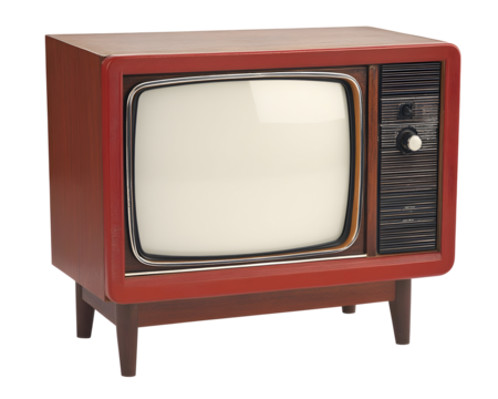 A classic red vintage television with a blank screen, representing nostalgia and retro technology.