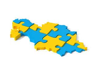 Fototapeta premium Kazakhstan map puzzle is assembled and connecting with copy space