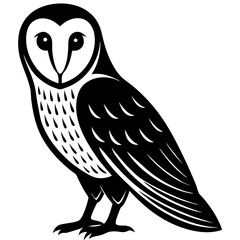 barn owl bird black silhouette vector, Simple silhouette Design vector icon with white background. Wild Animal Vector. Bird Vector 