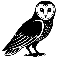 barn owl bird black silhouette vector, Simple silhouette Design vector icon with white background. Wild Animal Vector. Bird Vector 