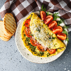 Homemade Omelette with Fresh Veggies and Parmigiano