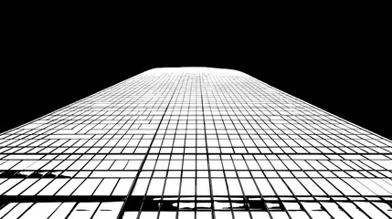 Modern Skyscraper Facade in Black and White